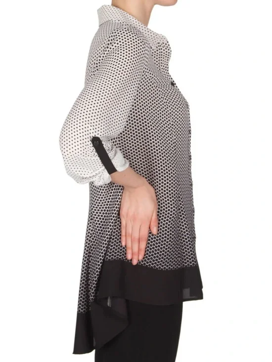 Joseph Ribkoff Polka Dot Ombre Button-Front Women’s Blouse - Picture 3 of 4